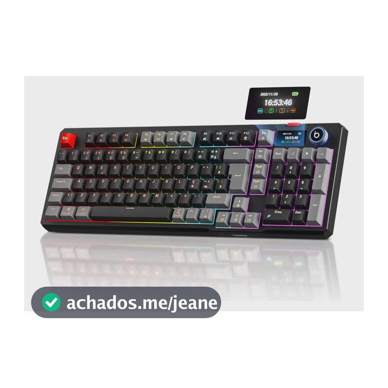 Teclado Mecânico Sem Fio Com Tela, Tri-Mode Bt5.0/2.4 G/Usb-C, Rgb Teclado Gamer Hot Swap Com Personalizável E Anti Ghosting, Teclado Switch Vermelho Wireless Para Jogos/Pc/Mac/Linux, Preto
