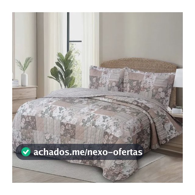 Colcha Cobre Leito Dupla Face Matelado Queen 3 Peças Estampa