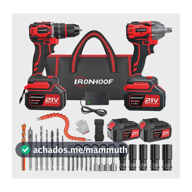Kit Furadeira E Parafusadeira Chave Impacto Brushless 21v