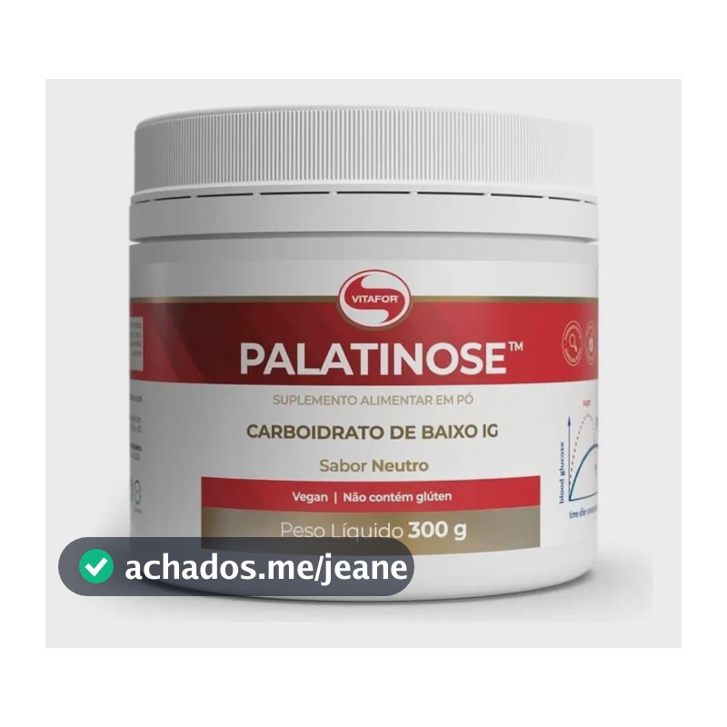 Suplemento Palatinose Vitafor Vegano em Pó 300 g Sabor Neutro Sem Glúten e Lactose