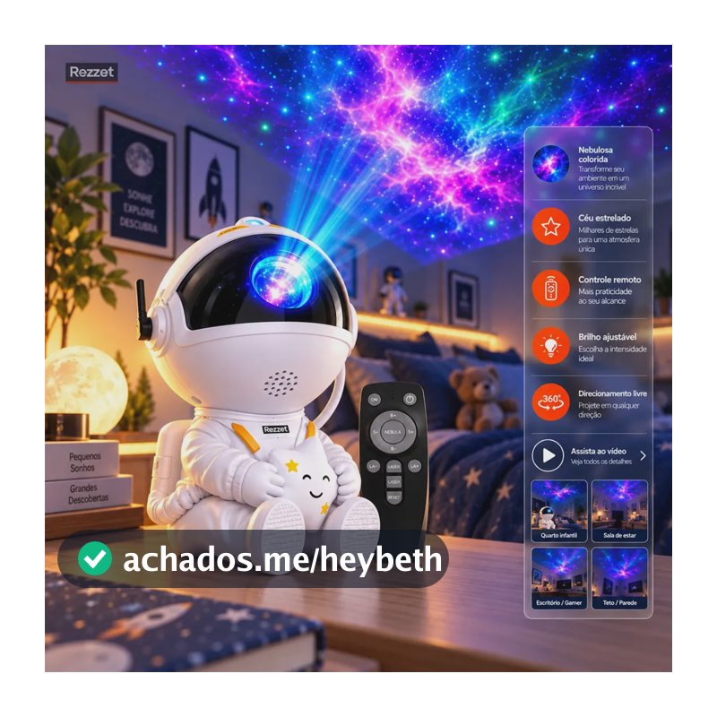Luminária De Mesa Astronauta Abajur Quarto Projetor Galáxia Espacial Estrelas Nebulosa LED Controle Remoto Luz Noturna Teto Parede Decoração Infantil Luz Teto Rezzet