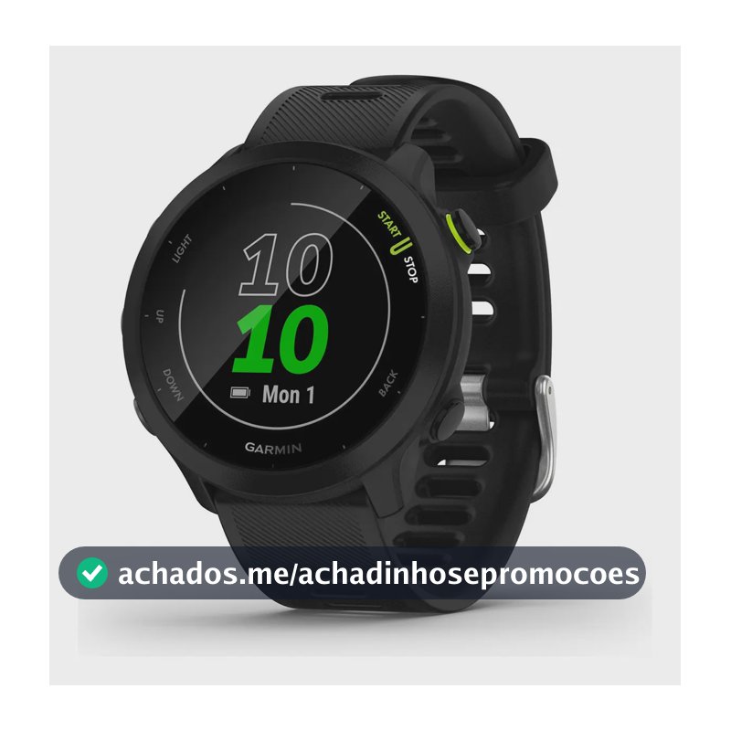 Relógio Smart Garmin Forerunner 55 Monitor Cardíaco Gps 42mm Black Mesh Preto