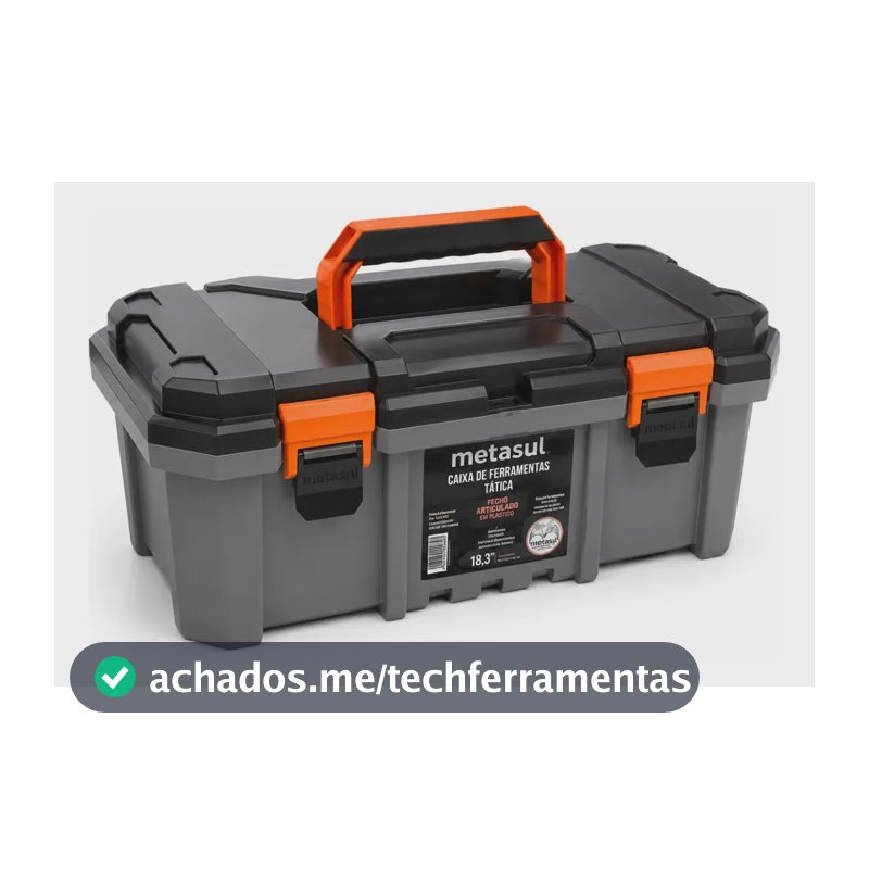 Caixa de Ferramentas Plástica Metasul Tática com Bandeja Removível de 18,3"