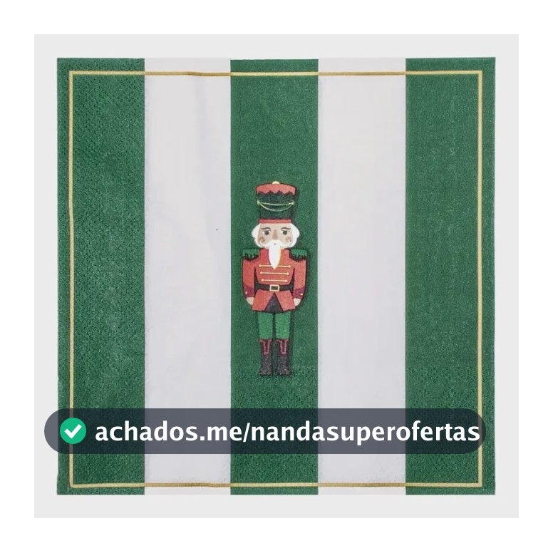 Pacote C/20 Guardanapos Papel 32,5x32,5cm Quebra Nozes Natal Verde / Branco