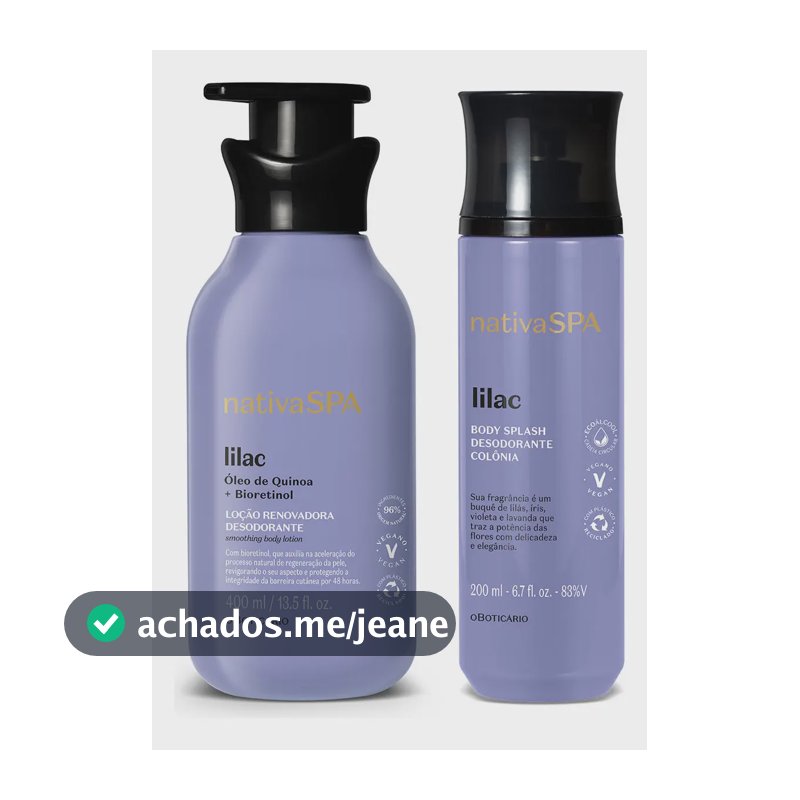 Nativa Spa Lilac: Loção Corporal 400ml + Body Splash 200ml