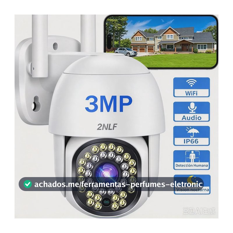 2NLF Câmera Segurança Mini Domo Externa WiFi Full HD IP66 À Prova D'água Visão Noturna Infravermelho Áudio Bidirecional