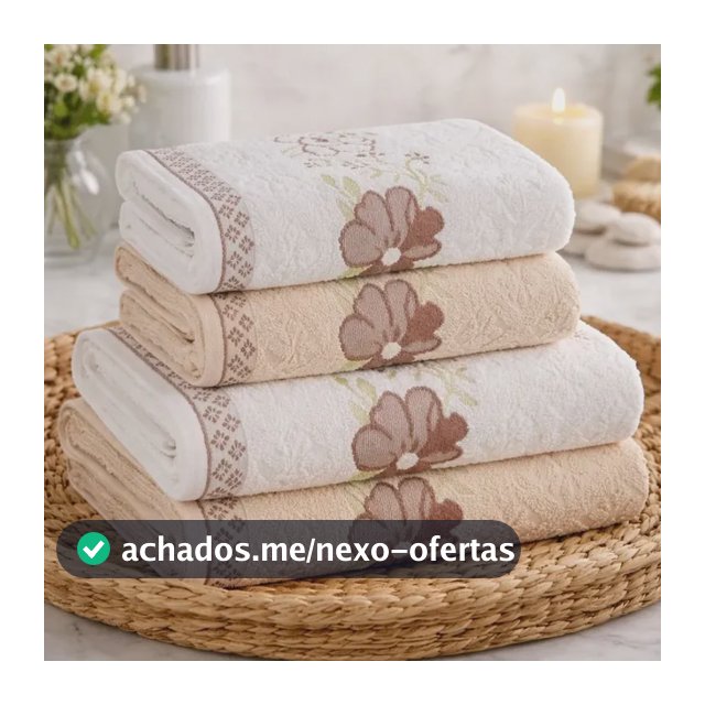 Jogo De Toalhas Karsten 100% Algodão Floral Grossa 4 Peças