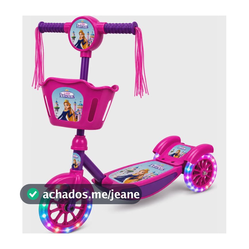 Patinete 3 Rodas Infantil Musical Com Luzes E Cesta