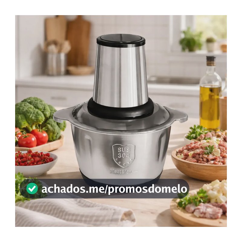 Multiprocessador E Triturador De Alimentos Elétrico Picador de 2 Litros Inox 110v Moedor de Alimentos Cortador de Carne Cortador de Legumes Multifuncional Triturador De Comida Oficial Risma
