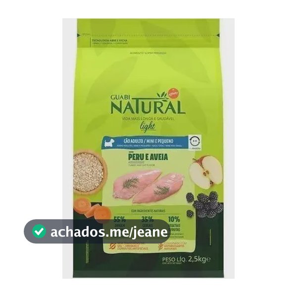 Ração Guabi Natural Cão Ad. Ligth Mini/pequeno Peru 2,5kg.