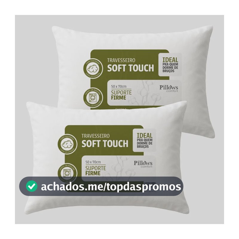 Kit 2 Travesseiros Antialérgico Soft Coton 50x70cm Branco