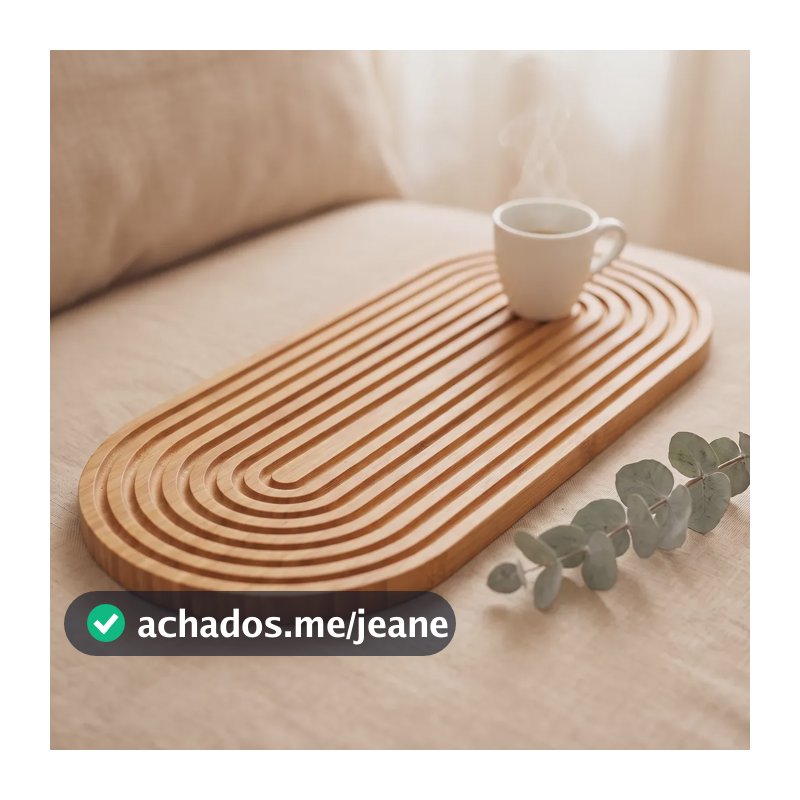 Bandeja De Bambu 40cm Decorativa E Organizadora Servir Café Marrom-claro