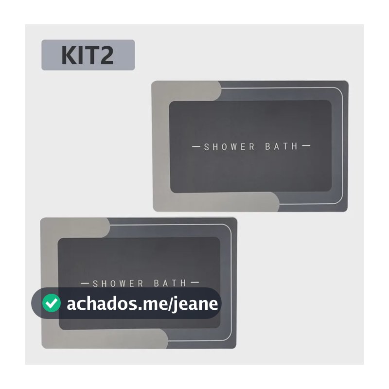 Kit2 Tapetes Para Banheiro Tapete Mágico Ultra  Para Absorçã Cinza-escuro Tapetes Para Banheiro