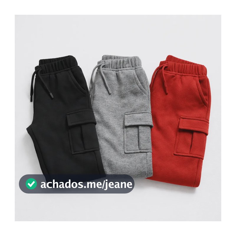 Kit Com 3 Calças Cargo Moletom Menino Estilo Tendência