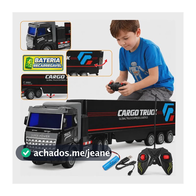 Caminhão De Controle Remoto Grande Com Bateria Recarregável Atacarejo Kids