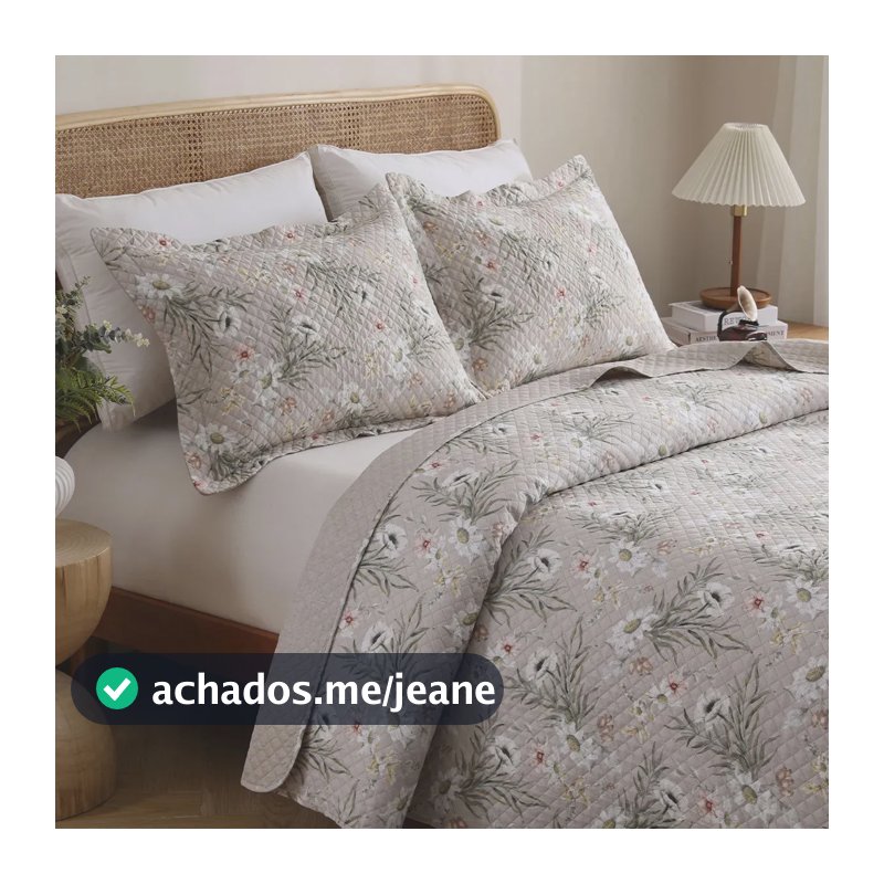 Kit Cobre Leito Colcha King 3 Peças Boutis Lisas Dupla Face Porta Travesseiro Aba Americana Alice Areia