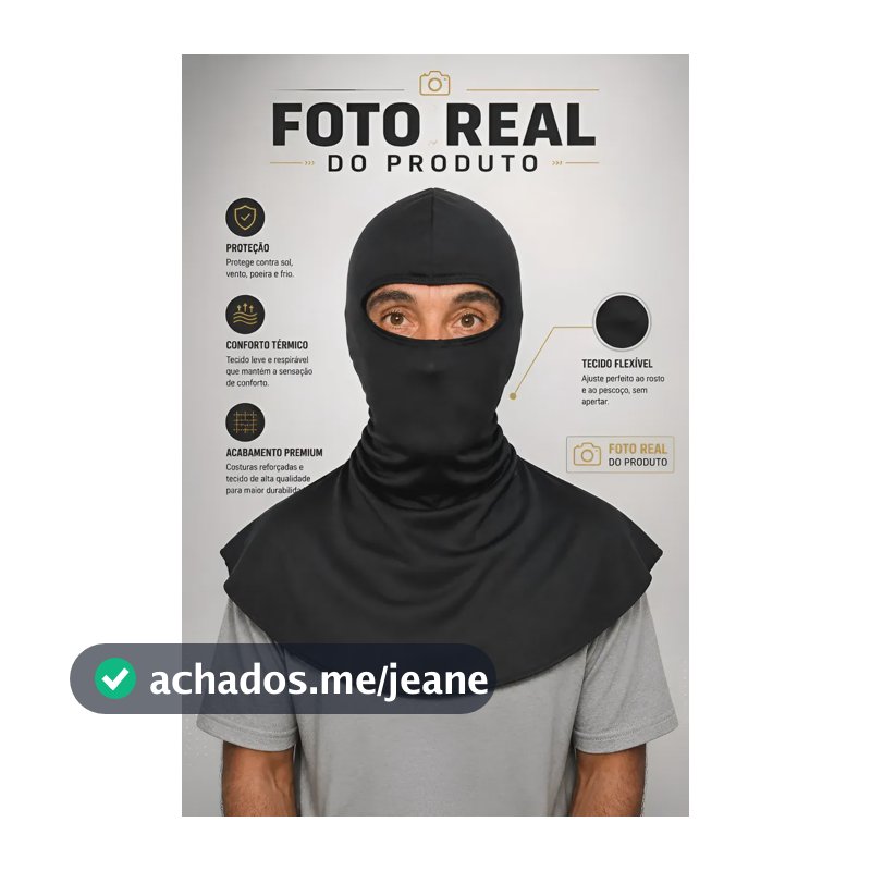 Touca Balaclava Pescador Proteção Uv50 Mascara Motoqueiro Preto Único