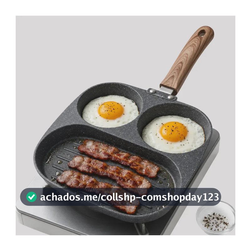 Frigideira Multiuso 3 Divisórias Antiaderente Para Fritar Ovos, Hambúrgueres, Bacon, Frangos, Linguiças