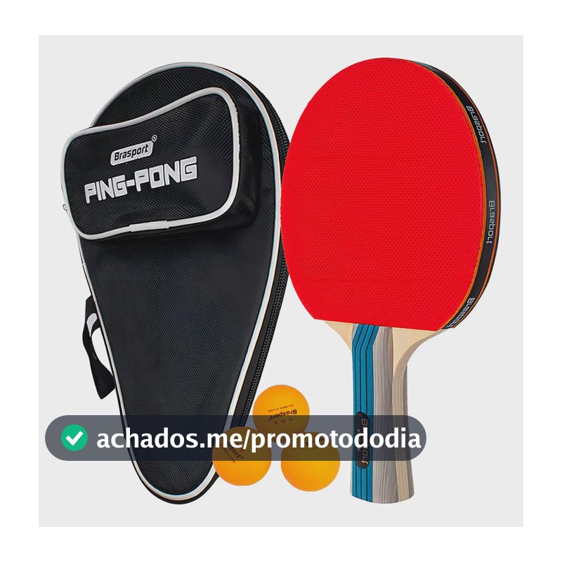 Raquete Ping Pong De Tenis De Mesa Profissional C/raqueteira Cor Case Preta ou Vermelha Tipo De Cabo Fl (côncavo)