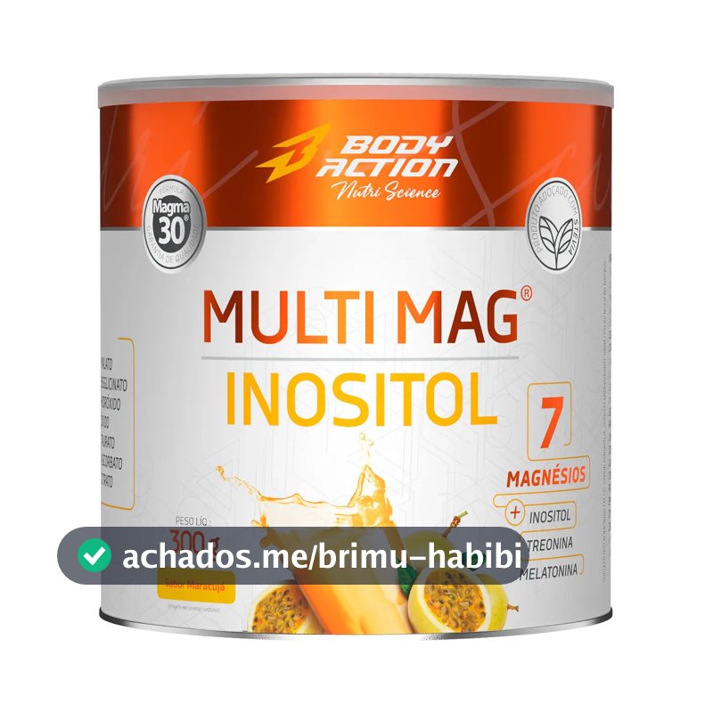 Suplemento Multi Mag Inositol 7 Magnésios 300g Bodyaction Sabor Maracujá