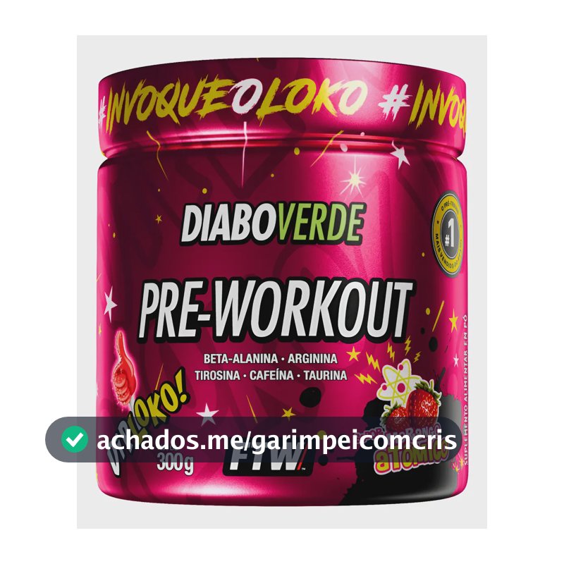 Suplemento em pó FTW Diabo verde Dip Loko! Pré treino sabor Morango Atômico x 300g
