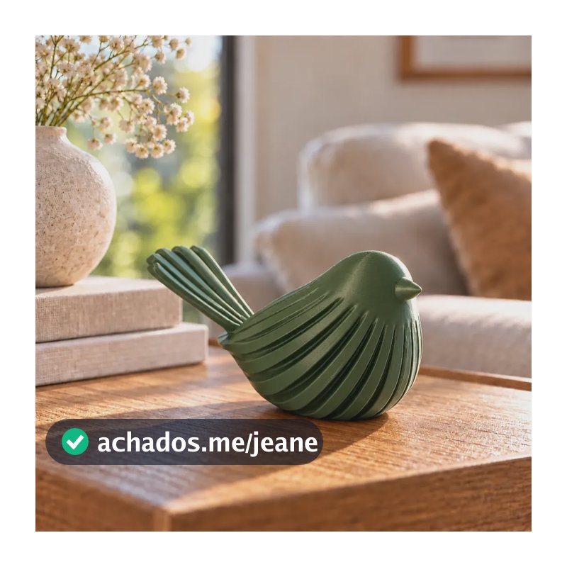 Passarinho Decorativo Moderno Enfeite Sala Cozinha Rack Verde Oliva