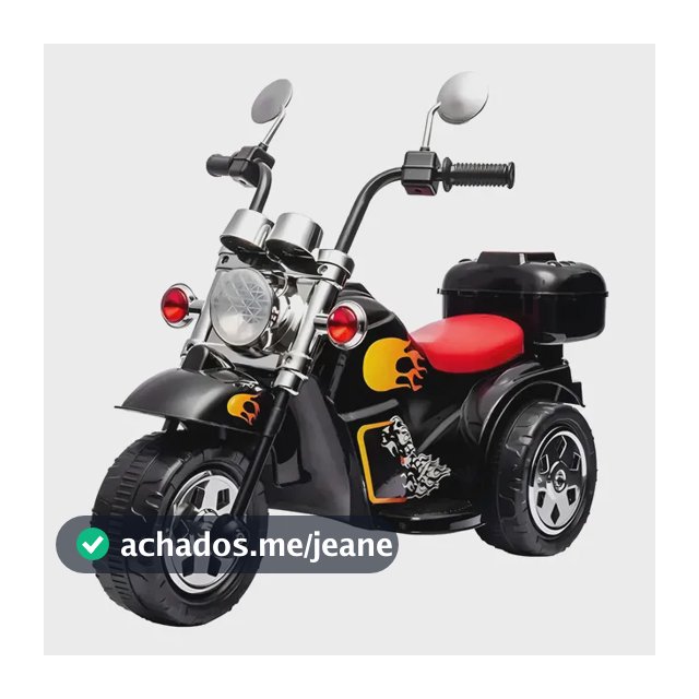 Mini Moto Elétrica Infantil 6V Preto Triciclo 3 Rodas Com Luz e Sons