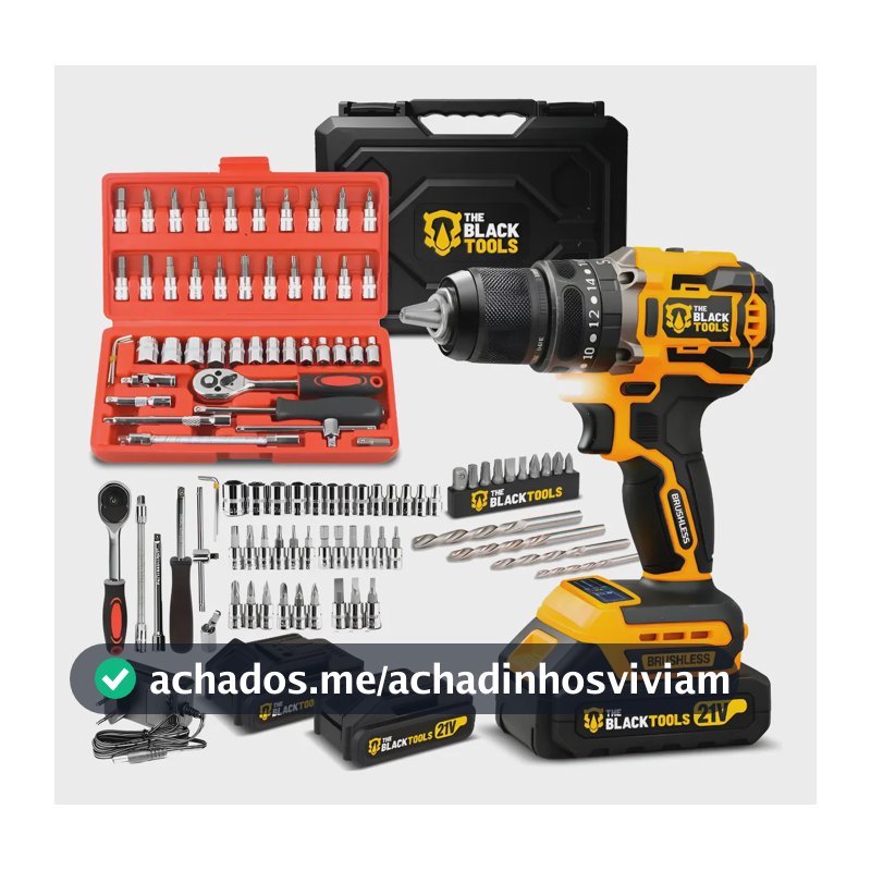 Furadeira Parafusdeira De Impacto 3/8 Brushless + Acessórios Amarelo E Preto 127/220v 60hz
