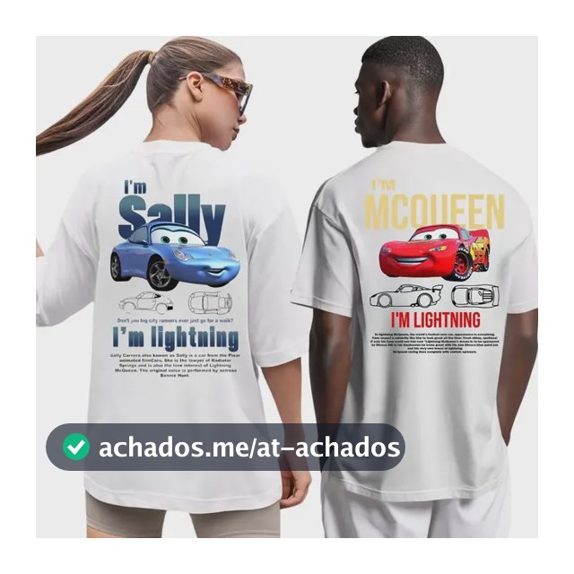 Kit Camiseta Casal Streetwear Carros  Mcqueen + Sally