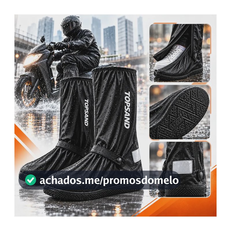 Capa Chuva Sapato Tênis Silicone Calçado Moto Impermeável Preto 42-43