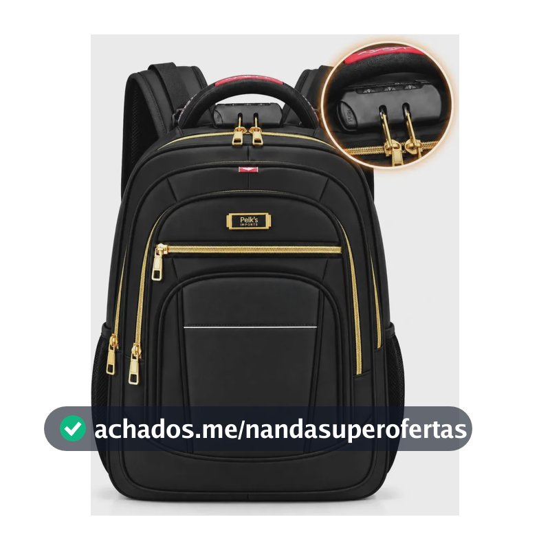 Mochila Feminina Notebook 17 Grande Viagem Impermeável Preto Liso