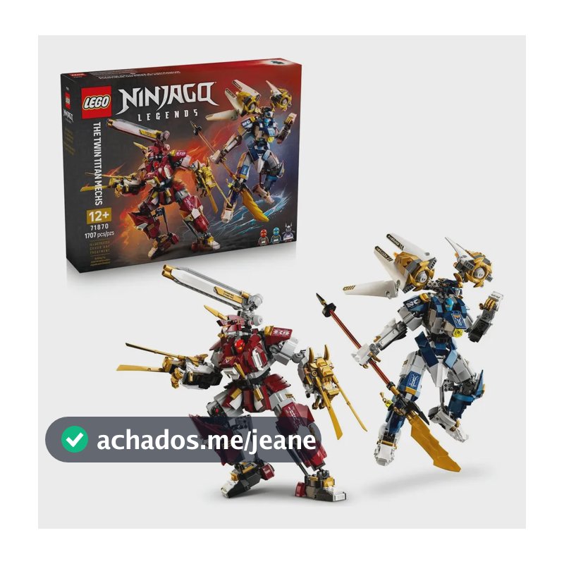 LEGO NINJAGO Os Meca Titãs Gêmeos 71870; Conjunto de construção; Figuras de ação articuladas; Brinquedo para adolescentes e fãs de mecas; Presente Dia das crianças; 12+