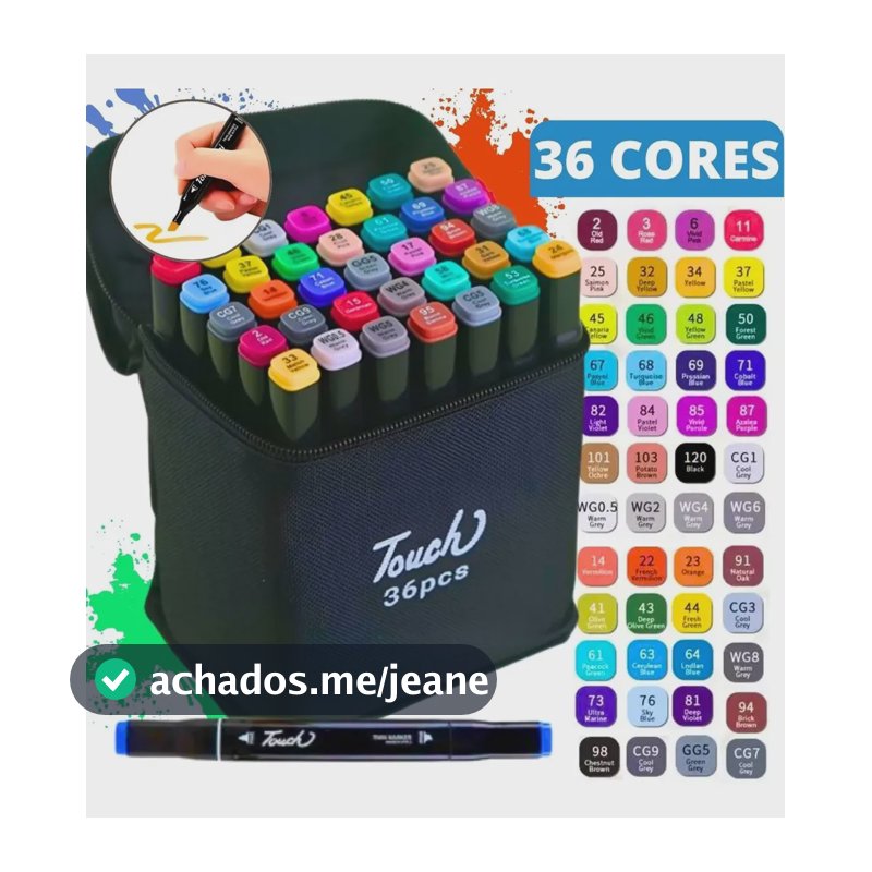 Kit Canetinhas 36 Cores Bobbie Goods Ponta Dupla Colorir Colorido