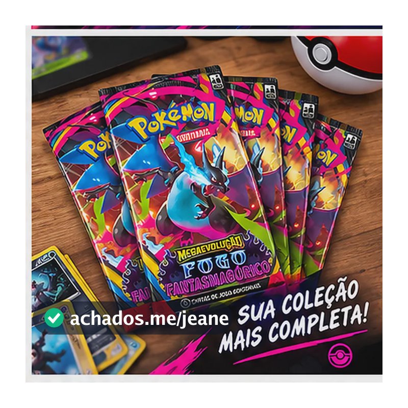 Kit Especial Pokémon 5 Booster Mega Fogo Fantasmagórico Português
