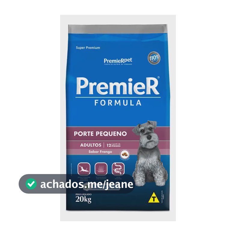 Ração Premier Super Premium Formula para cão adulto de raça pequena sabor frango de 20 kg