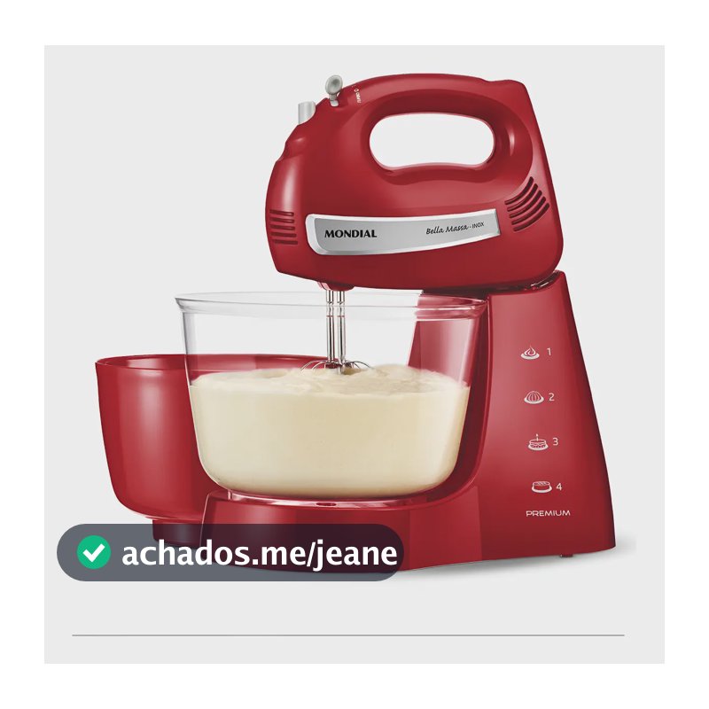 Batedeira Bella Massa Inox Red 60 Hz Mondial Premium B29np