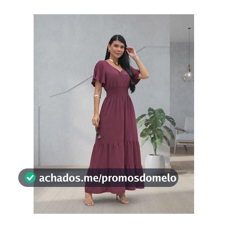 Vestido Longo Feminino De Manguinhas Multiuso De Luxo Marsala Único 38/40/42/44/46