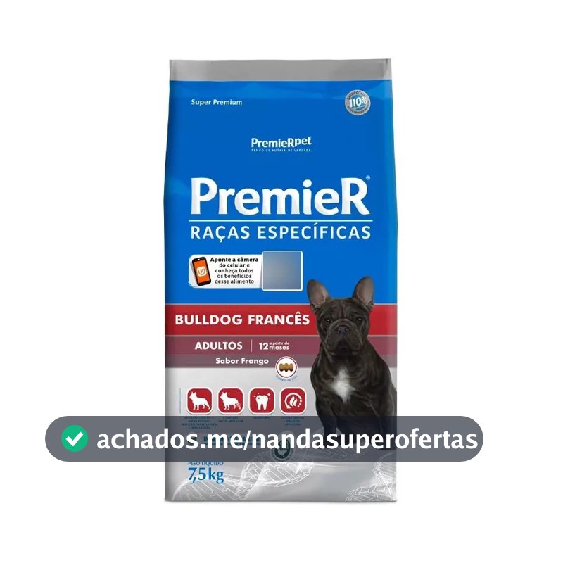 Ração Seca Premier Bulldog Francês Adulto Frango 7,5kg