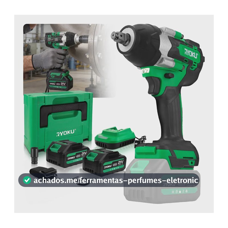 Chave De Impacto 1/2'' 700nm Brushless 2 Baterias Maleta Verde 127/220v