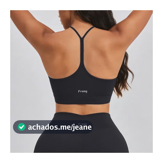 Froog Top Feminino Fitness Academia Com Bojo Alta Sustentaçã Preto Liso M