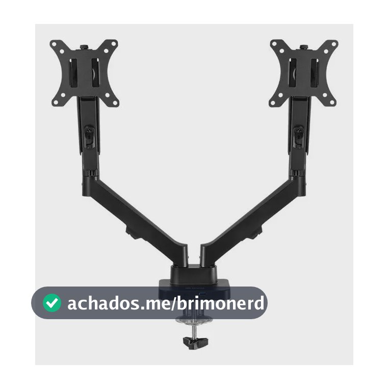 Suporte Articulado Para Dois Monitores Zinnia Nimbo 210 Preto 13 A 32 Pol Com Usb 3.0, Dois Braços Articulados E Amortecedor A Gás