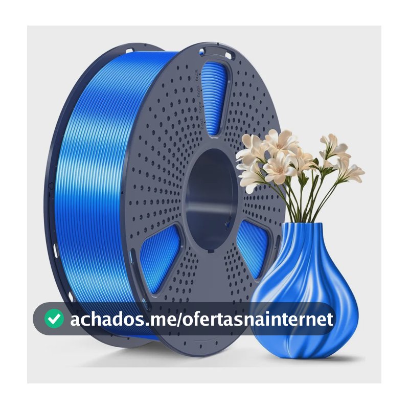 Impressora 3D Pla+ Silk Filament Sunlu, superfície azul brilhante