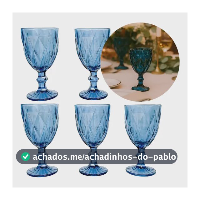Jogo Taças Lanty Vidro Azul Safira 260ml 6 Peças Champanhe Vinho