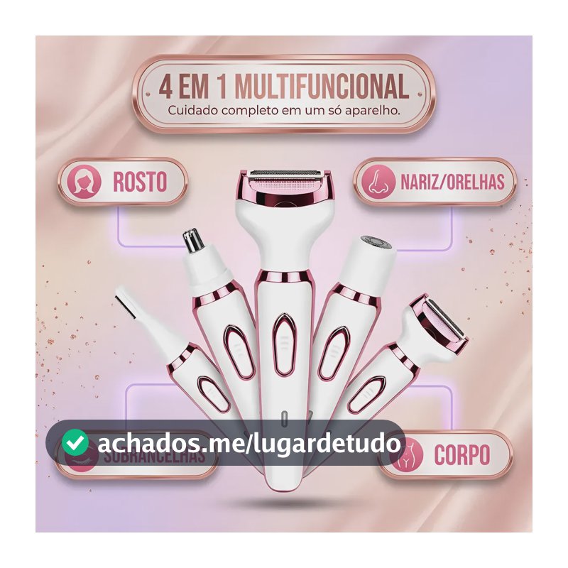 Depilador Feminino 4 Em 1 Recarregável Usb Rosto Axila Branco 127/220v
