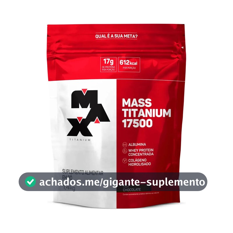 Hipercalórico 1,4kg Mass Titanium Max Titanium Chocolate Energia e Ganho Muscular
