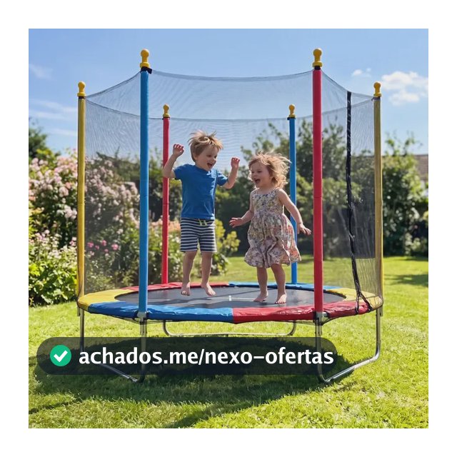 Cama Elástica Infantil Justfun 1,8 m Colorida com Rede de Proteção para 100 kg