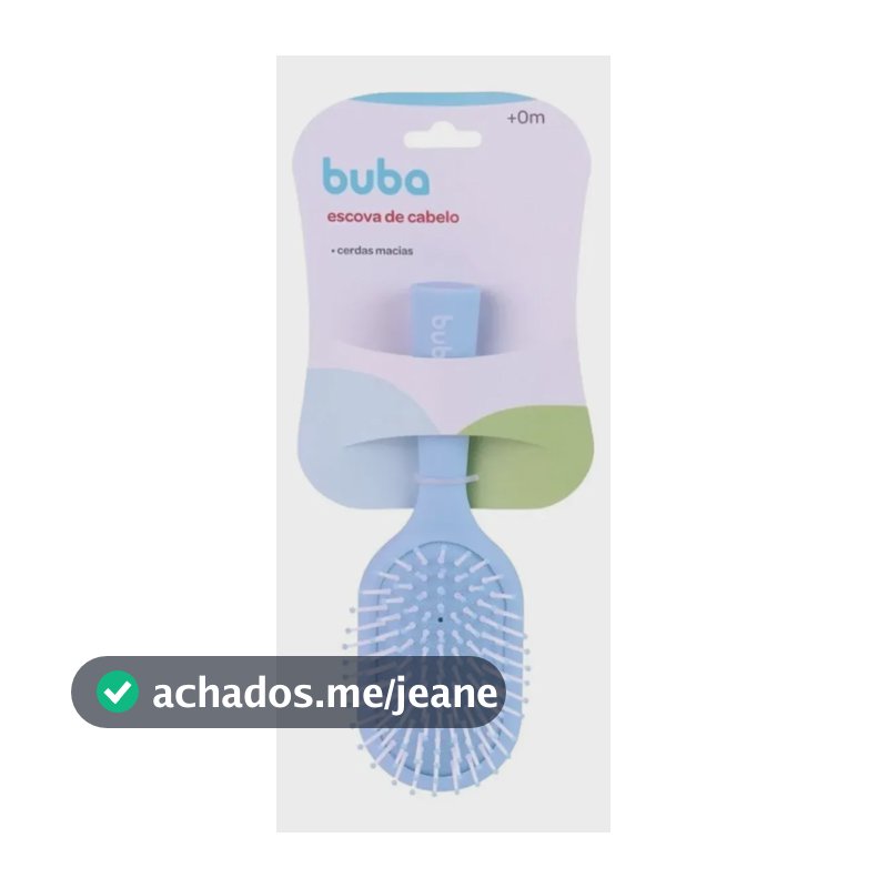 Escova Infantil Buba Azul de Cabelo com Cerdas Macias para Bebê +0m