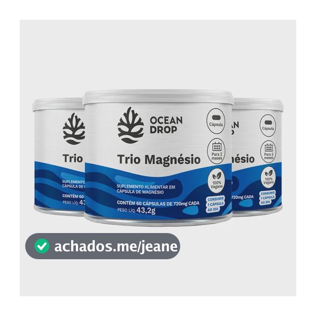 Kit 3x Trio Magnésio Ocean Drop Magnésio Bisglicinato Malato 60 Cápsulas 175mg