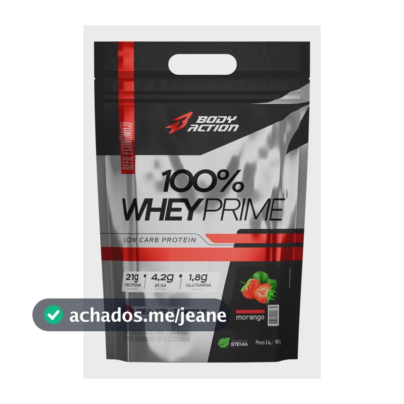100% Whey Protein Concentrado Prime Refil Low Carb Creatina Sabor Morango