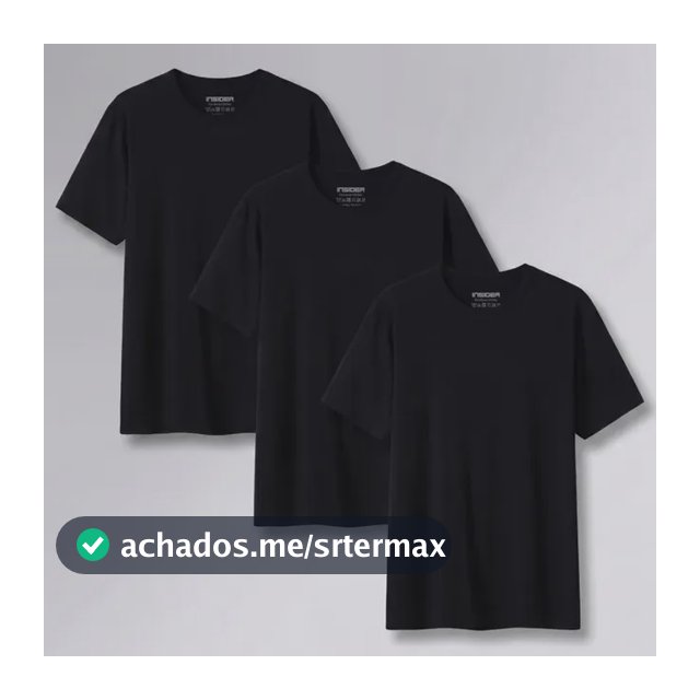 Kit 3 Camisetas  Light T-shirt Insider Preto M Lisa